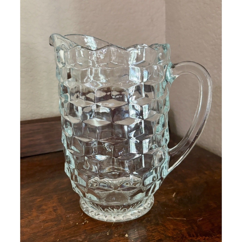 Vintage AMERICAN WHITEHALL 64oz. PITCHER 8 1/2" INDIANA Glass,‎ CUBIST